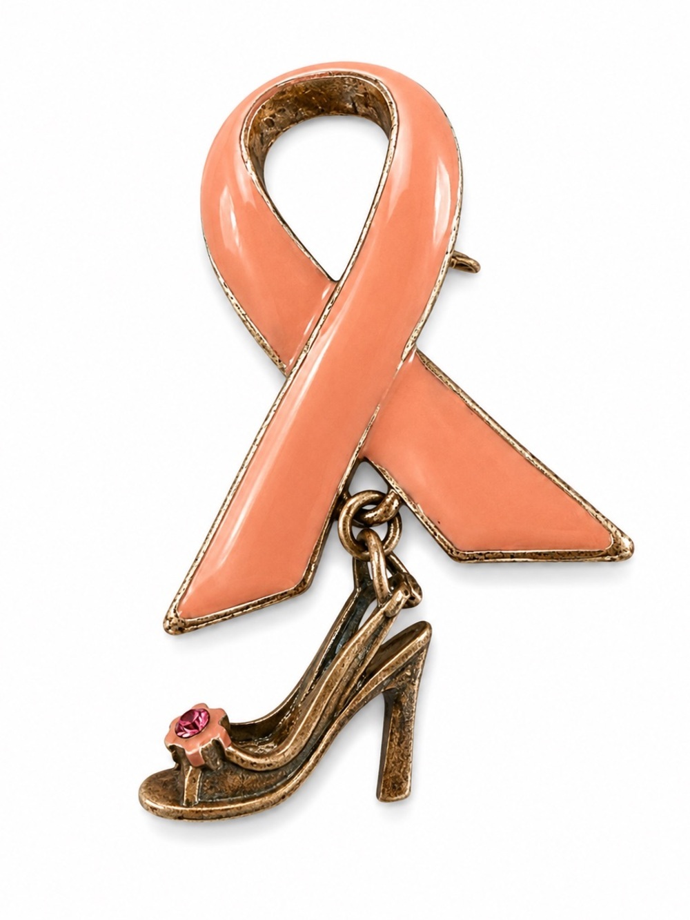 Payless 2005 Pink Ribbon High Heel Shoe Dangle Brooch Pin Breast Cancer